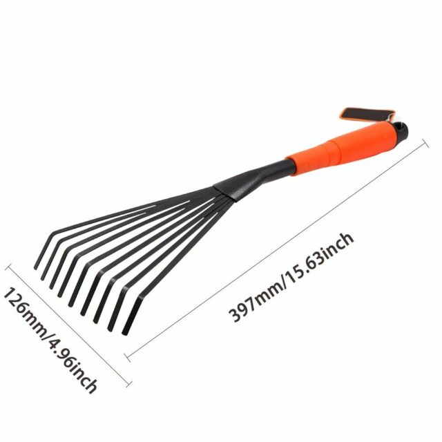 Flex Tooth Rake Professional 16-Inch Steel Garden Rake with Ergonomic Grip and 9 ...